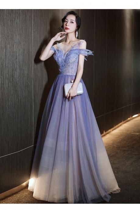 Light Purple Gradient Tulle Long Evening Dress, Fashionable Party Dress Evening Dress