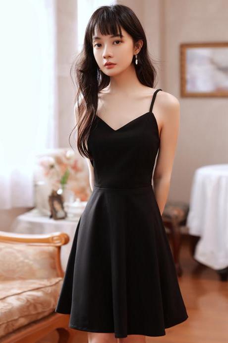 Lovely Little Black Short Dress, Cute Black Homecoming Dress Women Dresses