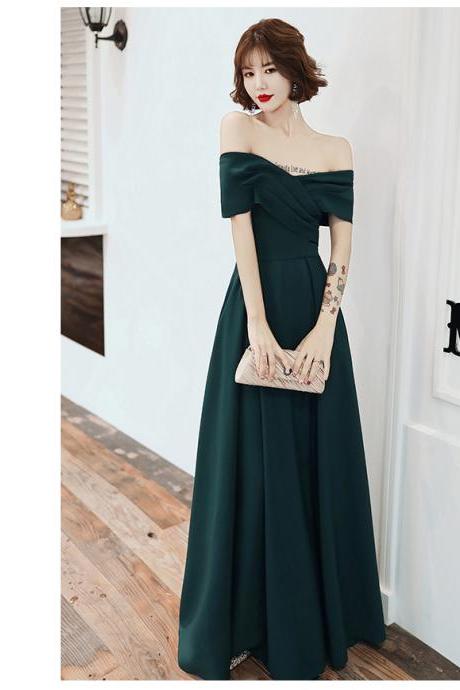 Dark Green Floor Length Bridesmaid Dress Party Dress, Green Long Evening Dress Formal Dress