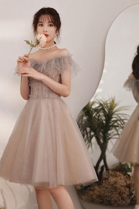 Lovely Cute Tulle Short Off Shoulder Homecoming Dress, Style Party Dress Formal Dress