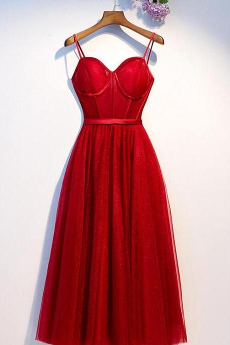 Lovely Red Sweetheart Short Party Dress Bridesmaid Dress, Dark Red Formal Dresses