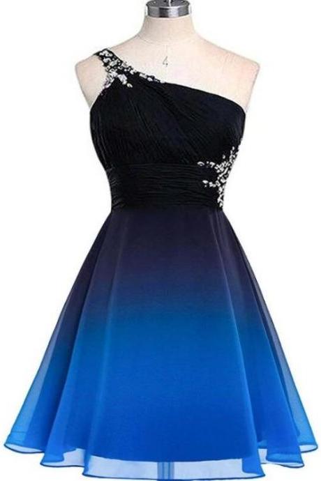 Lovely Blue Gradient Knee Length Party Dress, Blue Homecoming Dress