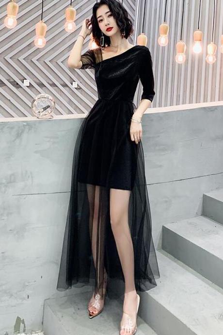 Cute Black High Low Tulle Party Dress, Black Simple Fashion Homecoming Dress Prom Dresses