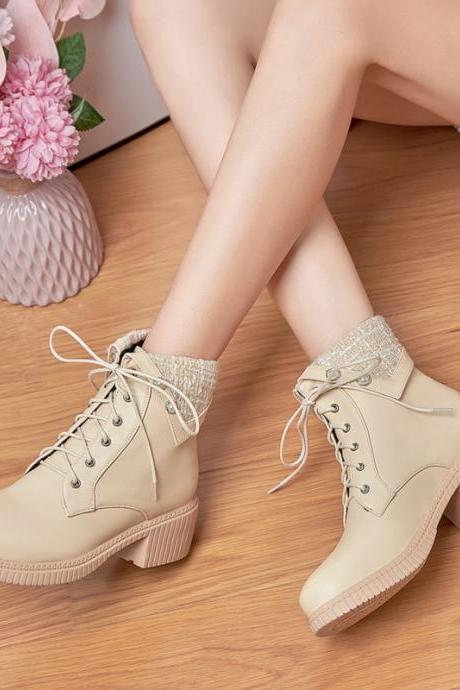 Lovely Women Shoes, Teen Girls Shoes, Autumn/Winter Lace-up Shoes