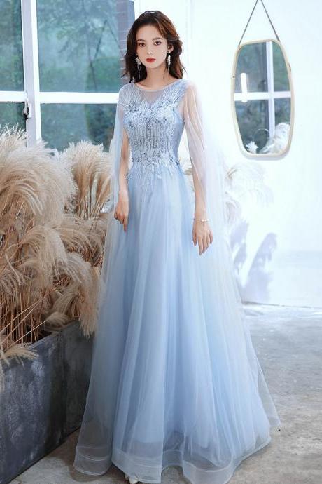 Light Blue Tulle with Lace Elegant A-line New Sytle Party Dress Prom Dress, Blue Formal Dress