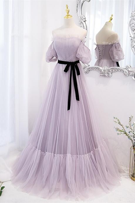 Light Purple A-line Off Shoulder Party Dress Prom Dress, Sweetheart Formal Dress