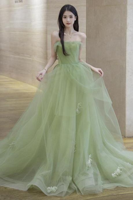 Beautiful Light Green Princess Tulle Long Evening Formal Dress, Light Green Party Dress Prom Dresses