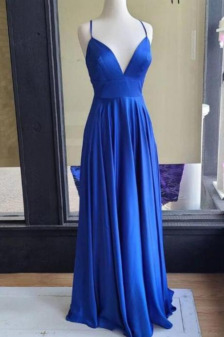 Beautiful Simple Blue Long Straps Party Dress Prom Dress, Blue Evening Dress Formal Dress