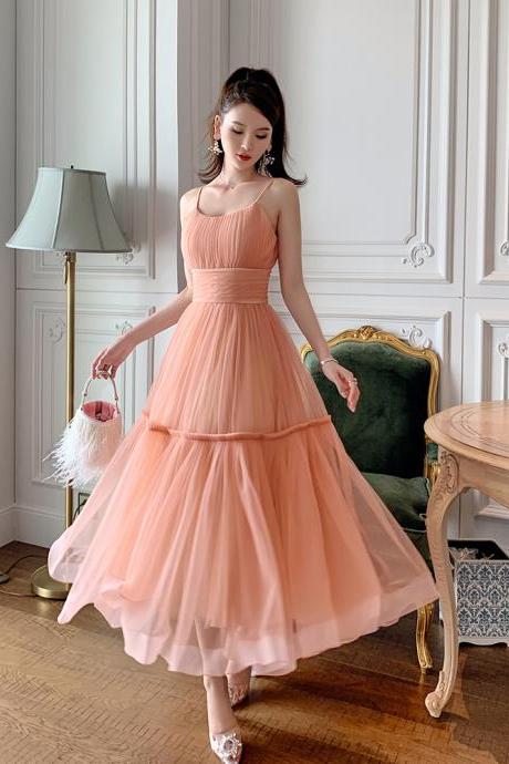 Beautiful Pink Straps Cute Layers Party Dresses Formal Dresses, Pink Evening Dresses