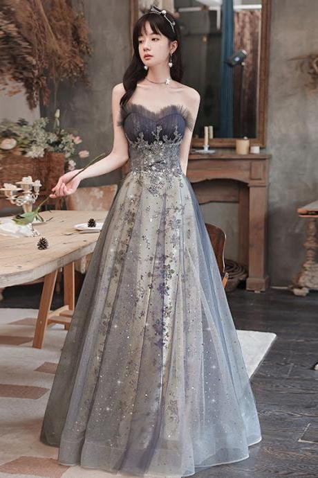 Beautiful Shiny Tulle Sweetheart Tulle Long Prom Dress Party Dress, Simple Evening Gown
