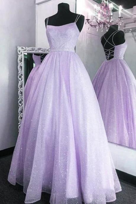 Backless Lavender Sequins Long Prom Dress, Lavender Formal Evening Dress, Sparkly Ball Gown
