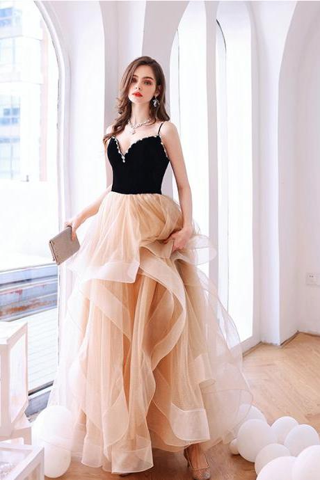Lovely Tulle Long Evening Party Dress, Sweetheart Beaded Formal Gown