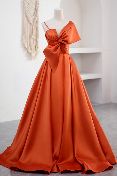 Beautiful Orange Satin Floor Length Long Party Dress Prom Dress, Long Evening Dress