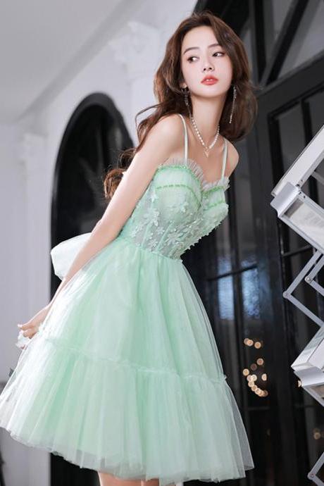 Cute Green Tulle Homecoming Dress, Green Short Prom Dress