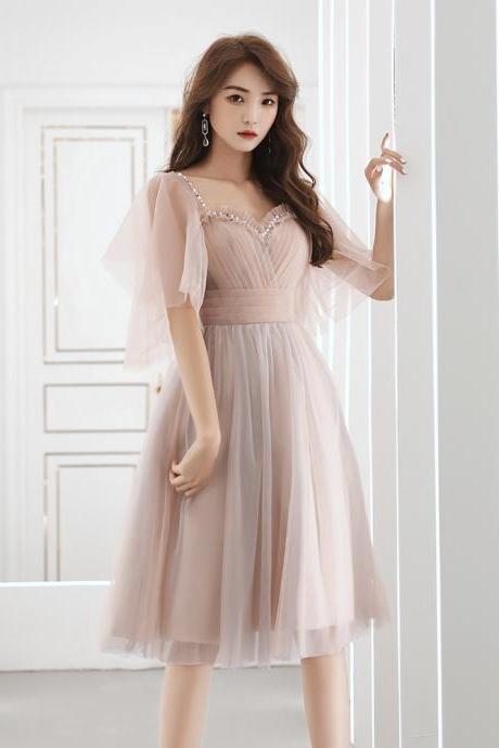 Tulle Off Shoulder Short Party Dress, Pink Tulle Homecoming Dresses