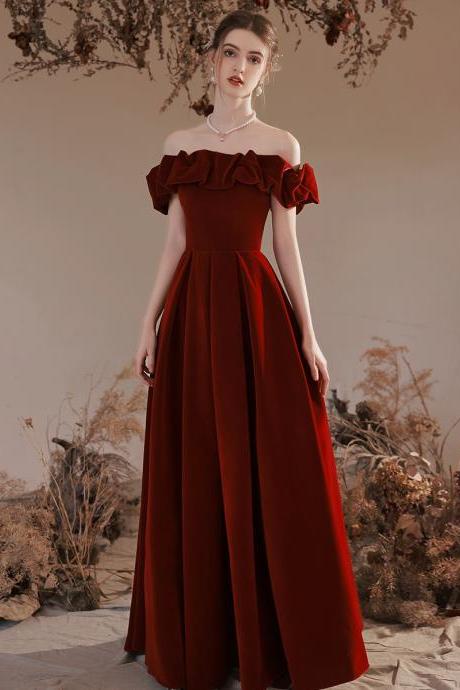 Wine Red Off Shoulder Long Evening Dresses Prom Dress, A-line Floor Length Formal Dresses