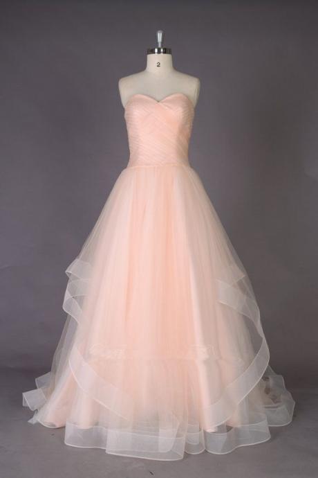 Strapless Sweetheart A-line Tulle Prom Dress with Horsehair Trim Overskirt