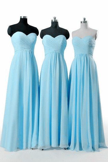 Charming Simple Sweetheart Light Blue Floor Length Bridesmaid Dresses, Bridesmaid Dresses 2017, Light Blue Party Dresses