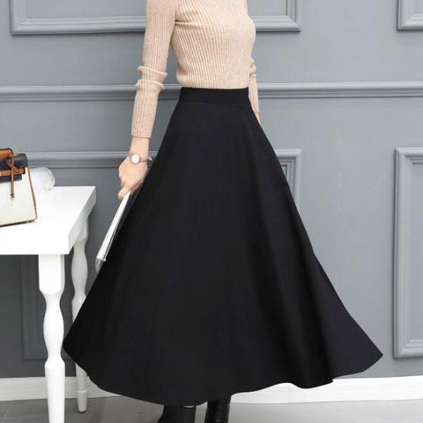 Winter Black Long Skirts, Fashionable Skirts 2018 For Autumn, Black ...