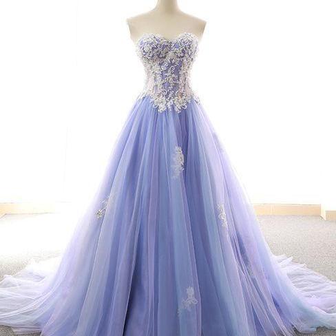 Lovely Light Purple Tulle Sweetheart Prom Gown, Tulle Sweet 16 Dresses