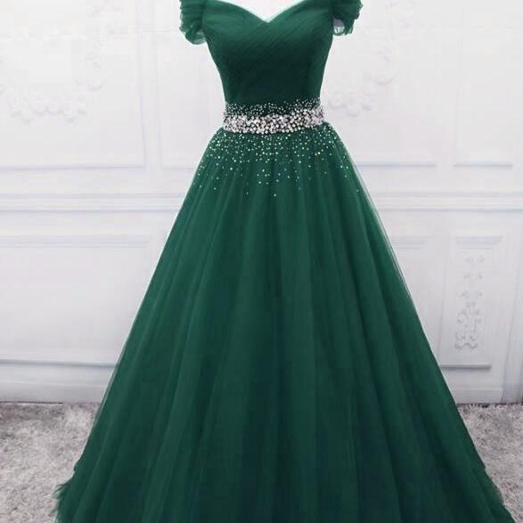 Lovely Dark Green Prom Gown 2020, New Off Shoulder Prom Dress on Luulla