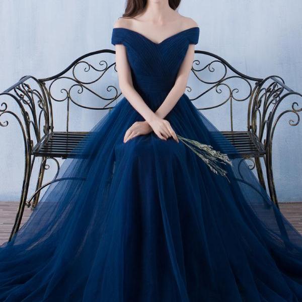 navy blue floor length gown