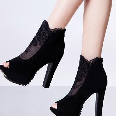 black high heels lace