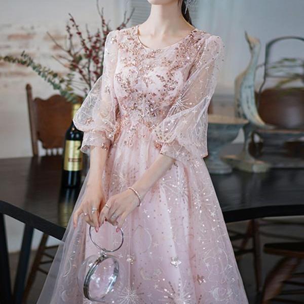 Dusty Pink Off Shoulder A-Line Toered Long Formal Party Dress, DP3713 main image 1