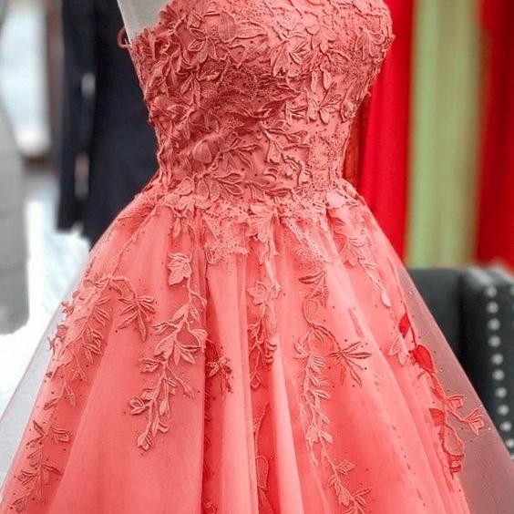 two piece cute dresses Cute Pink Lace Two Piece Prom Dress Short