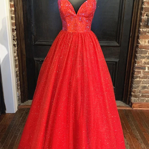 Simple red sweetheart sleeveless tulle full length evening dresses  C1693