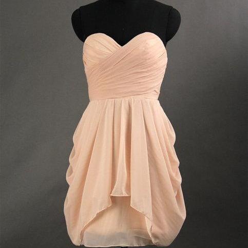Pretty Simple Mini Sweetheart Chiffon Bridesmaid Dress, Mini Prom Dress ...