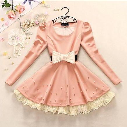Cute Pearl Pink Dress With..