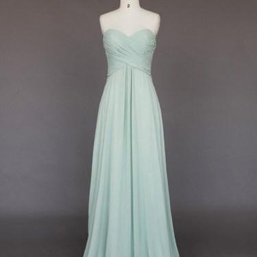 Beautiful Light Blue A-line Sweetheart Floor Length Chiffon Prom Dresses 2015, Bridesmaid Dresses, Handmade Formal Dresses, Evening Dresses