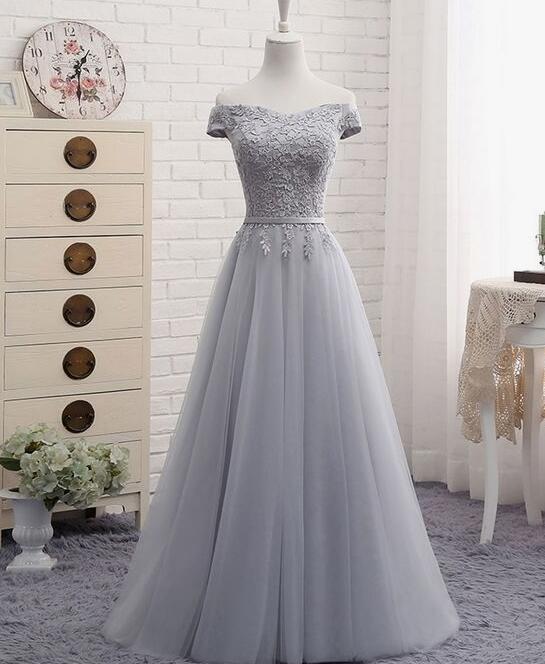 Simple Grey  Bridesmaid  Dresses  Tulle Bridesmaid  Dresses  