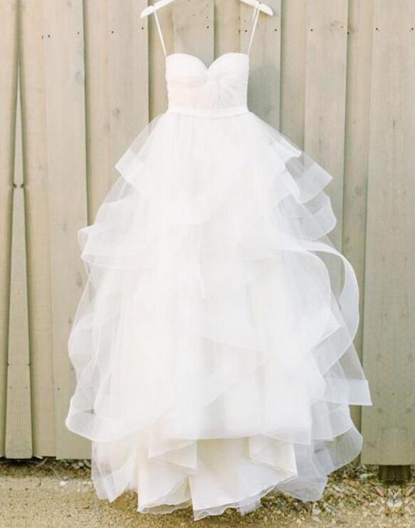 Lovely Simple White Wedding Dresses,2018 Wedding Gown,Sweetheart Long ...