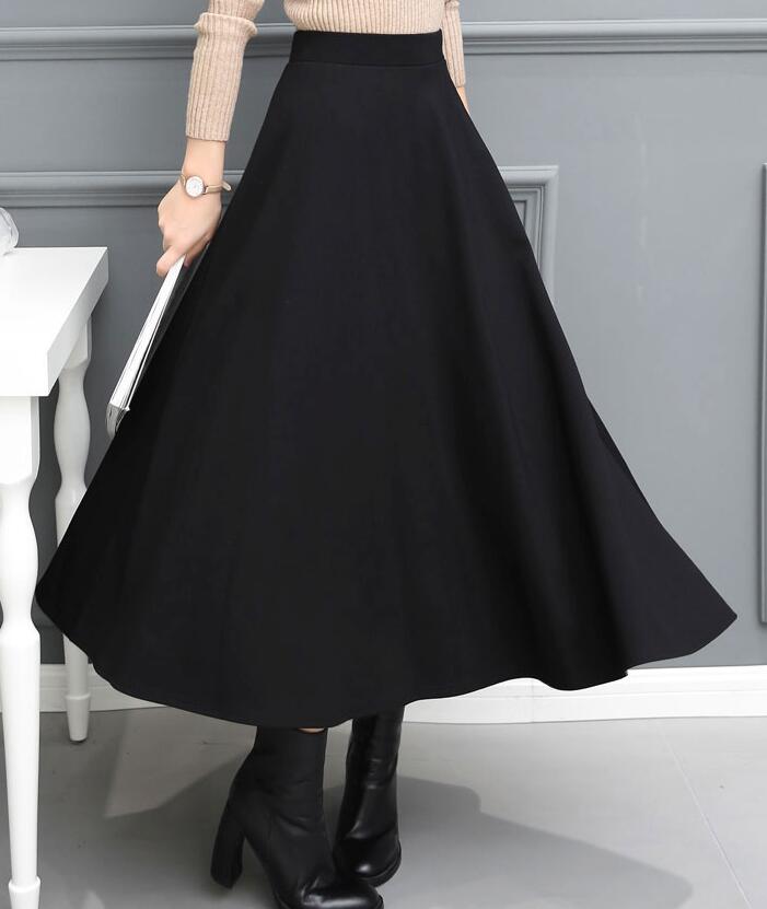 Winter Black Long Skirts, Fashionable Skirts 2018 For Autumn, Black