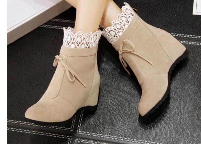 Cute Women Boots With Lace Detail, Teen Girls Shoes, Autumn/winter