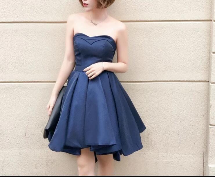 navy blue short prom dress