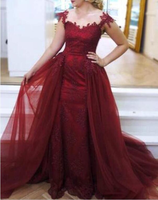 Wine Red Mermaid Party Dress With Applique, Prom Dresses 2018, Women ...