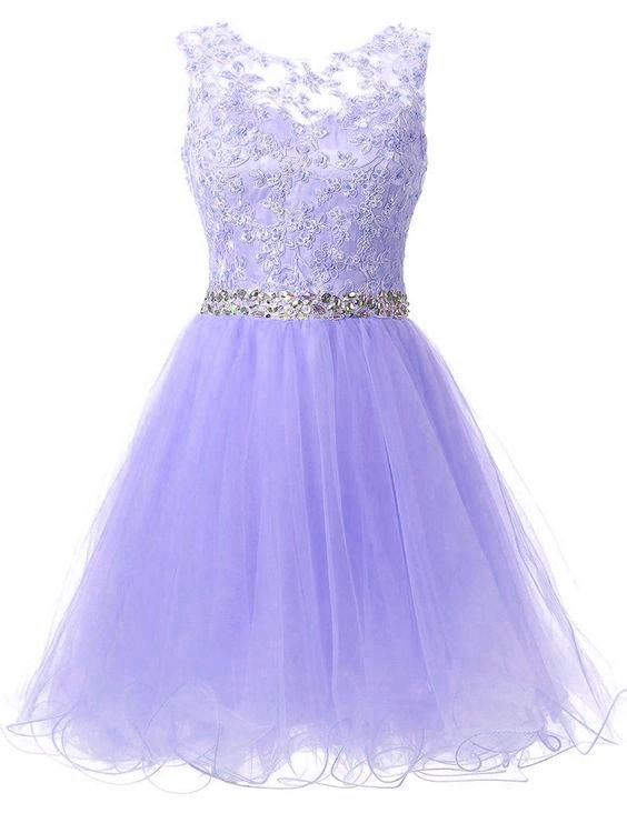 Cute Homecoming Dresses, Lavender Short Party Dress, Lace And Beaded ...