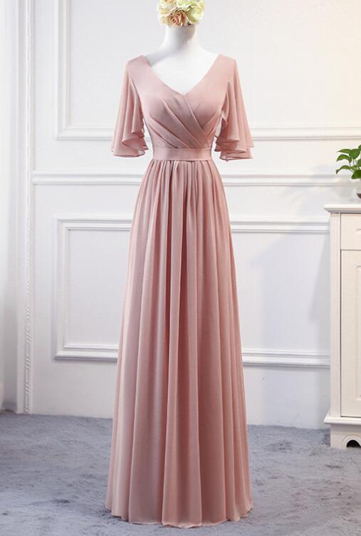Beautiful Dark Pink Mismatch Chiffon Long Bridesmaid Dresses A Line Bridesmaid Dress 2018 3105