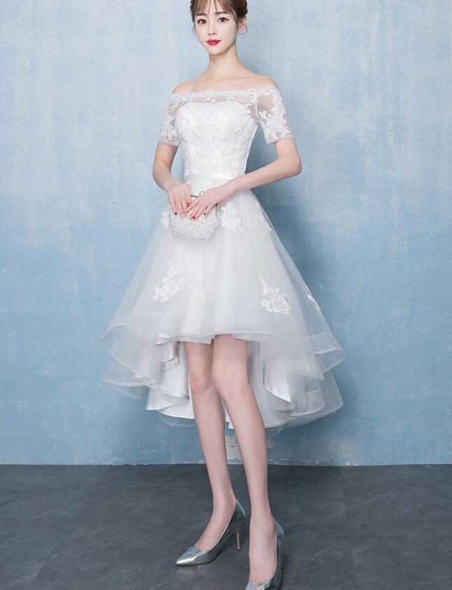 ONE-SHOULDER HIGH LOW DRESS IN WHITE