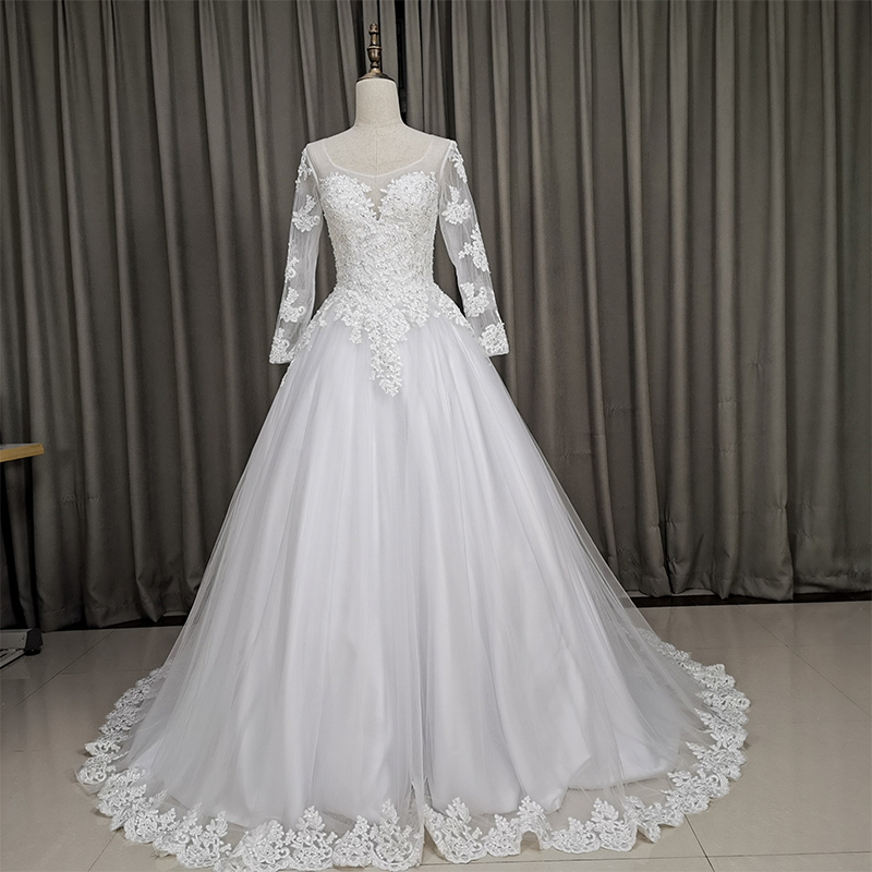 Beautiful Long Sleeves Handamde Lace And Tulle Wedding Gown, Beautiful ...