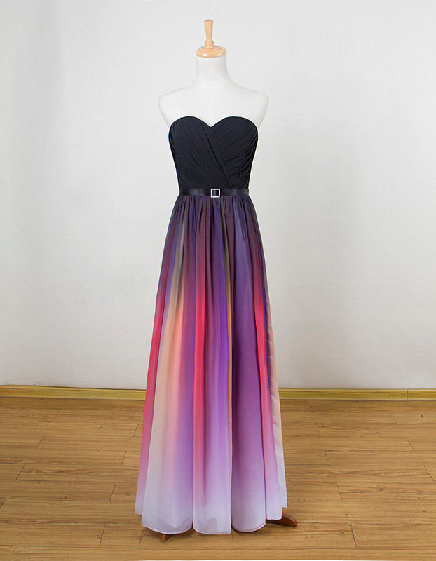 Beautiful Gradient Simple Sweetheart Floor Length Prom Dress, Long ...