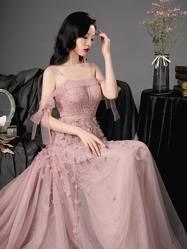 original floral tulle dress / PINK