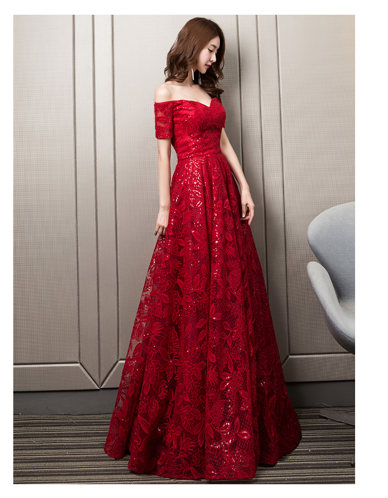 Red Lace Off Shoulder Sweetheart Aline Prom Dress Party Dress, Red