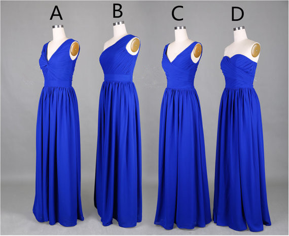 Elegant Handmade Blue Chiffon Long Bridesmaid Dresses, Bridesmaid Gown ...
