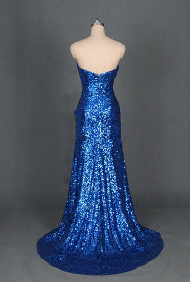 Sparkle Royal Blue Sequins Sweetheart Long Prom Dresses 2015, Long Prom