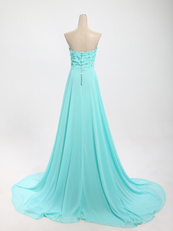 Elegant Blue Sweetheart Long Prom Dresses 2015, Prom Gowns, Evening ...
