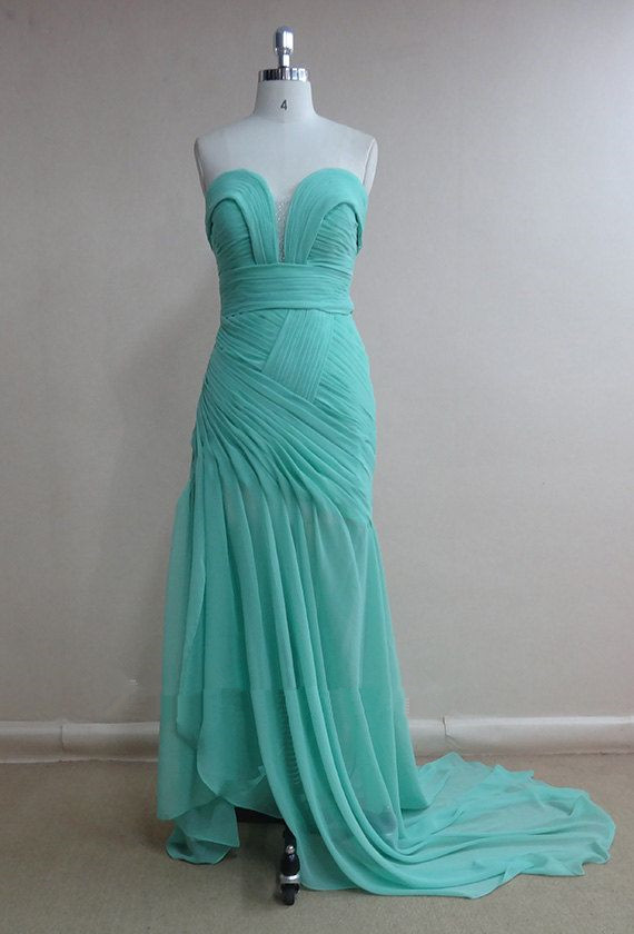 Pretty Blue Handmade Chiffon Long Prom Gown 2015, Blue Prom Dresses ...